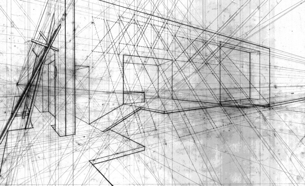 Abstract Line Drawing of an architectural space. 